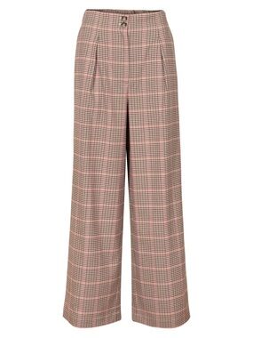 Oliver Bonas Destiny Checked Brown Wide Leg Trousers